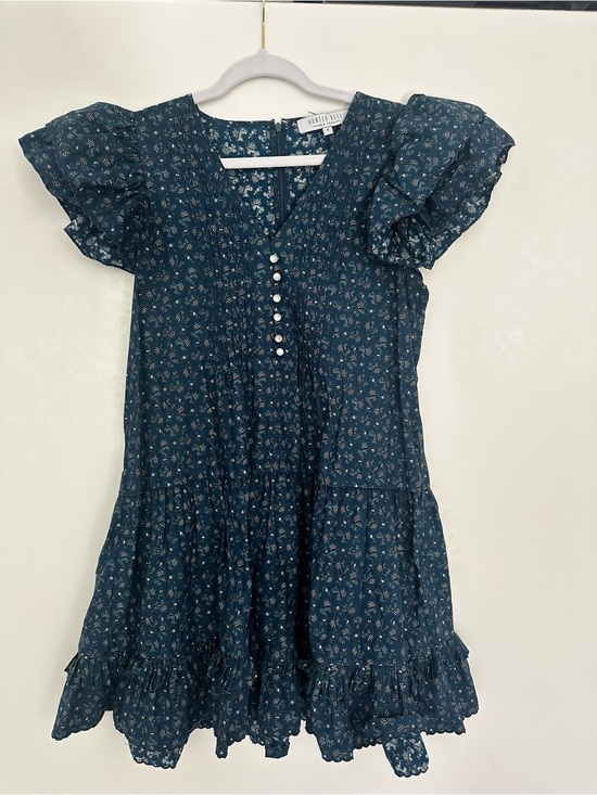 HUNTER BELL Dresses & Skirts - HUNTER BELL Navy Blue and White Ruffle Mini Dress